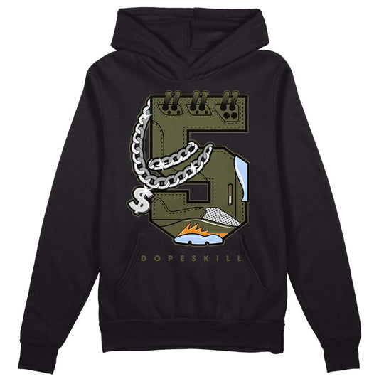 Jordan 5 "Olive" DopeSkill Hoodie Sweatshirt No.5 Graphic Streetwear - Black