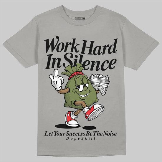 Grey Sneakers DopeSkill T-Shirt Work Hard In Silence Graphic Streetwear - Gravel
