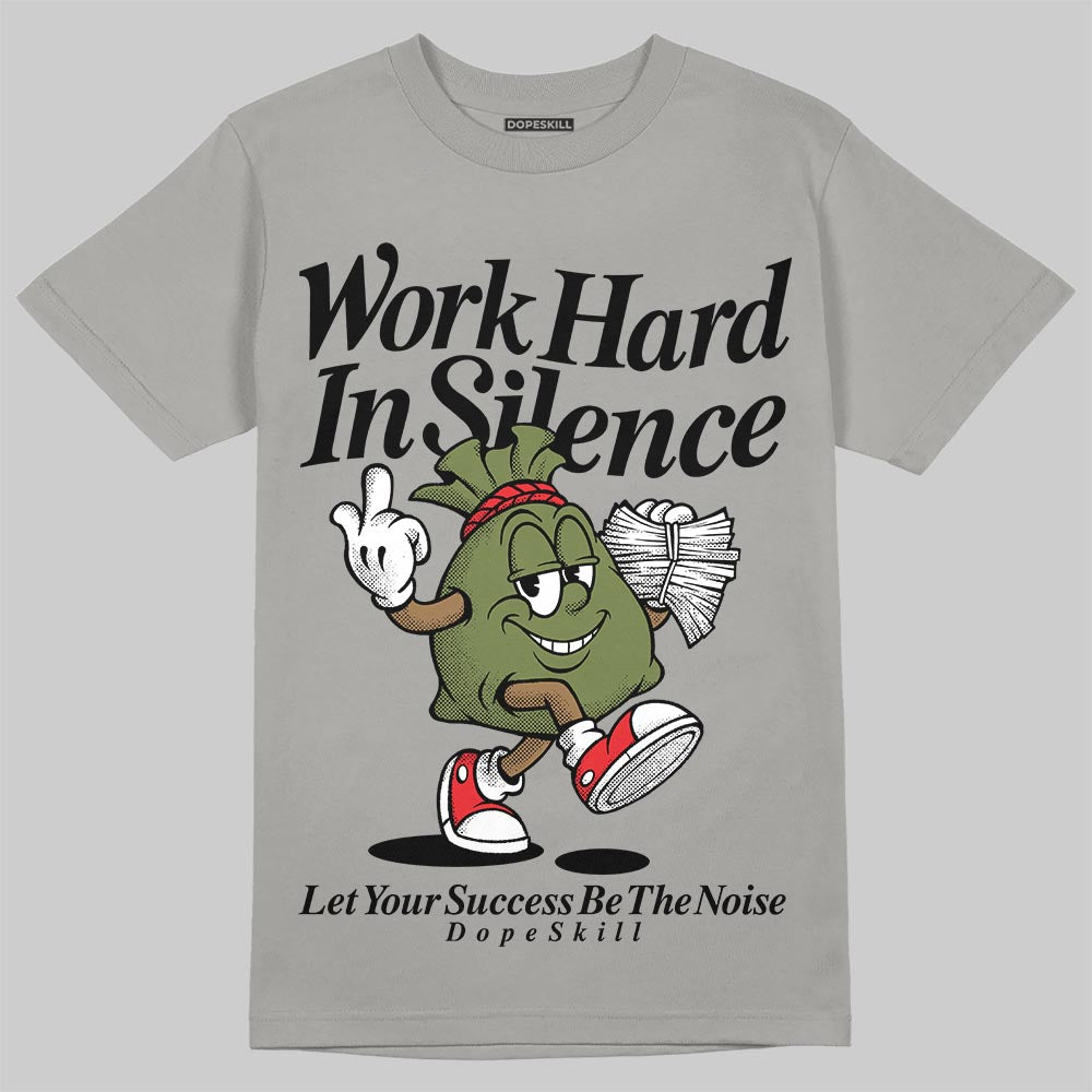 Grey Sneakers DopeSkill T-Shirt Work Hard In Silence Graphic Streetwear - Gravel