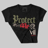 Medium Olive 1s DopeSkill Women's Crop Top Protect Me From Evil Graphic