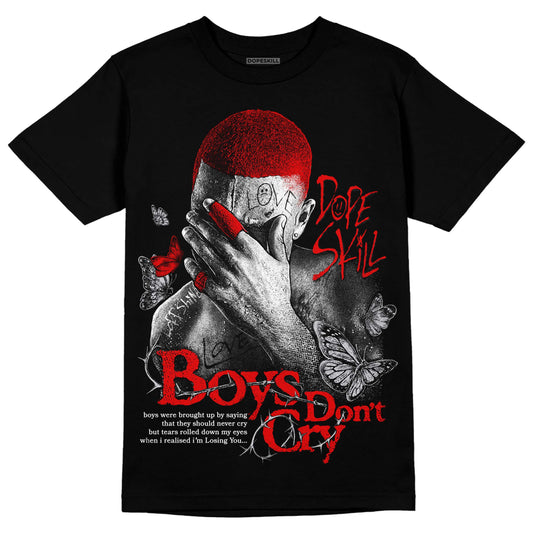 Jordan 4 Retro Red Cement DopeSkill T-Shirt Boys Don't Cry Graphic Streetwear - Black