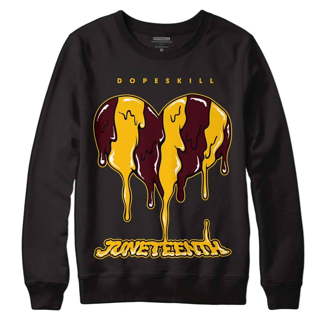 Dunk Yellow Bordeaux DopeSkill Sweatshirt Juneteenth Heart Graphic Streetwear - Black