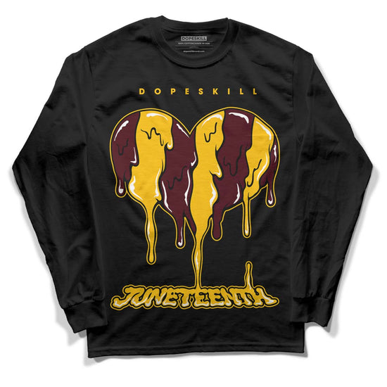 Dunk Yellow Bordeaux DopeSkill Long Sleeve T-Shirt Juneteenth Heart Graphic Streetwear - Black