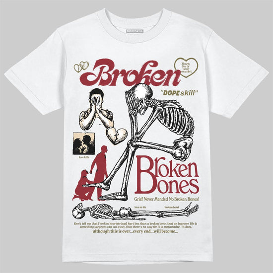SB Dunk Low “Dark Team Red/Olive Flak” DopeSkill T-Shirt Broken Bones Graphic Streetwear - WHite 