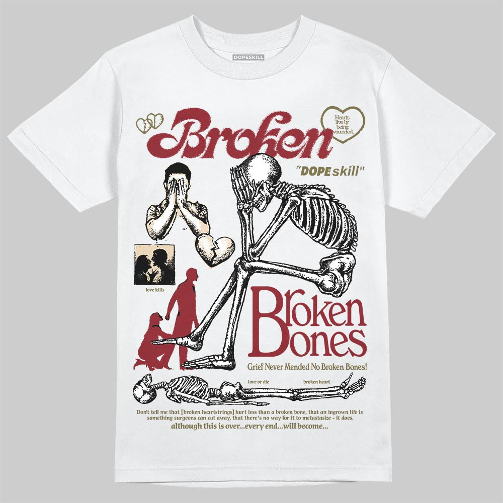 SB Dunk Low “Dark Team Red/Olive Flak” DopeSkill T-Shirt Broken Bones Graphic Streetwear - WHite 