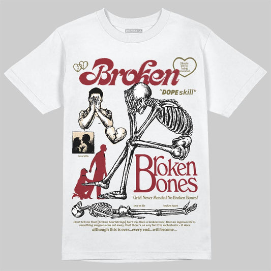 SB Dunk Low “Dark Team Red/Olive Flak” DopeSkill T-Shirt Broken Bones Graphic Streetwear - WHite 