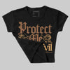 Metallic Gold 1s DopeSkill Women's Crop Top Protect Me From Evil Graphic