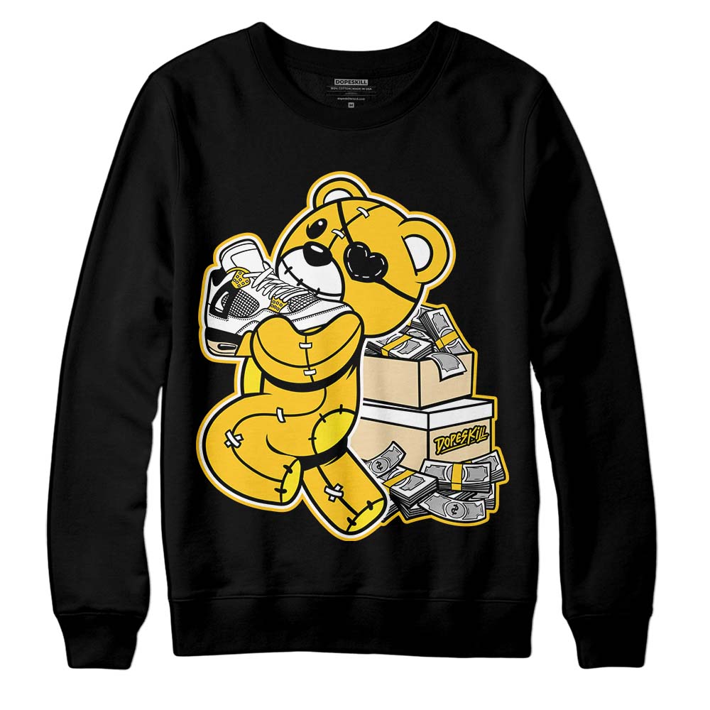 Jordan 4 Retro “Vivid Sulfur” DopeSkill Sweatshirt Bear Steals Sneaker Graphic Streetwear - Black