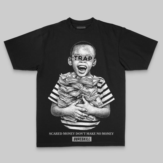 Grey Oversize Print Scared Money Don't Make No Money DopeSkill Graphic Premium T-shirt Streetwear - Black