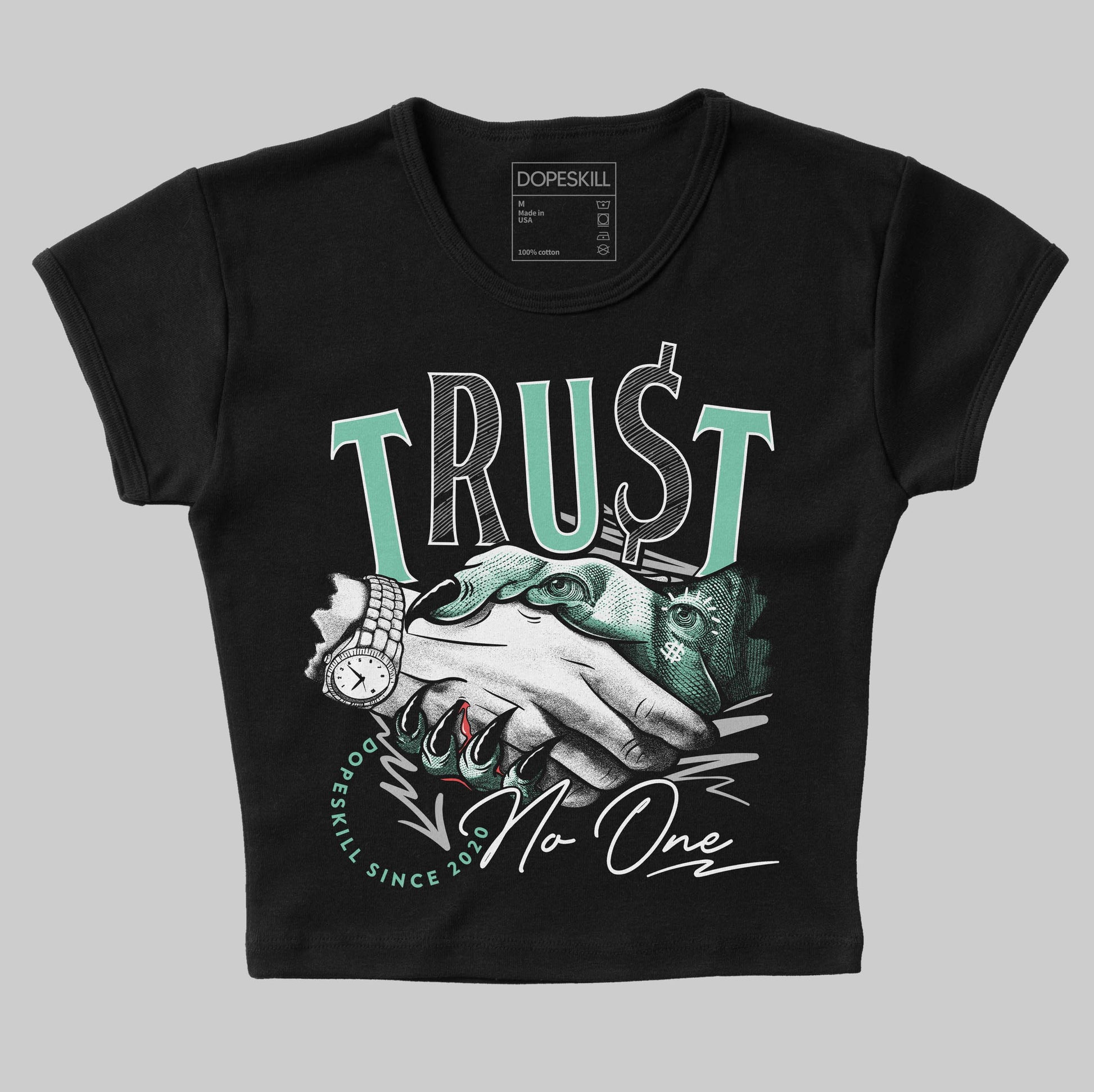 Jordan 3 "Green Glow" DopeSkill Women's Crop Top Trust No One Graphic Streetwear - Black