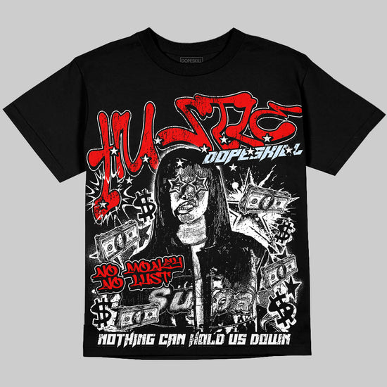 Jordan 11 Retro Cherry Oversize Print 'No Money No Lust' DopeSkill Graphic T-shirt Streetwear -  Black