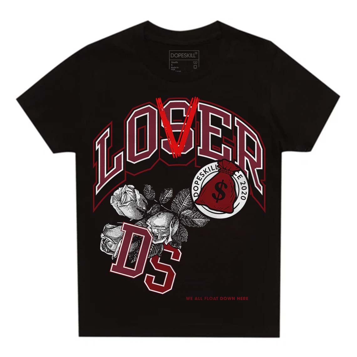 Jordan 1 Retro High OG “Team Red” DopeSkill Toddler Kids T-shirt Loser Lover Graphic Streetwear - Black