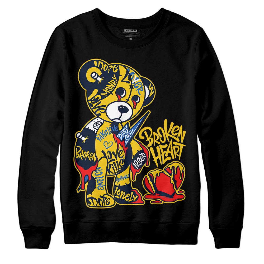 Dunk Low Vintage “Michigan” DopeSkill Sweatshirt Broken Heart Graphic Streetwear - Black