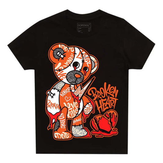 Jordan 3 Georgia Peach DopeSkill Toddler Kids T-shirt Broken Heart Graphic Streetwear - Black