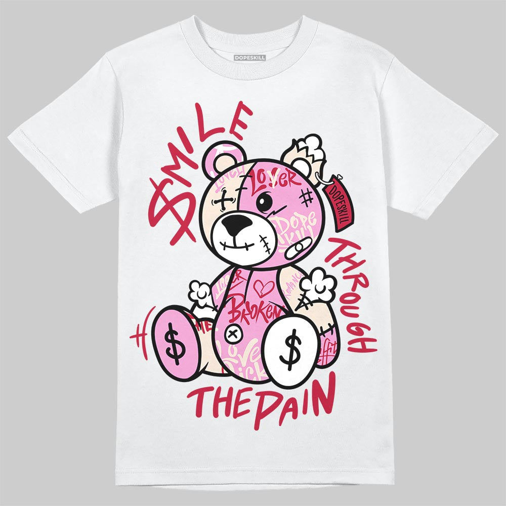 Jordan 1 Low “Pink Pack” DopeSkill T-Shirt Smile Through The Pain Graphic Streetwear - White