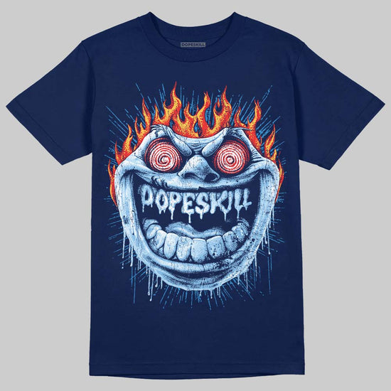 University Blue Sneakers DopeSkill T-Shirt Hellfire Graphic Streetwear - Navy