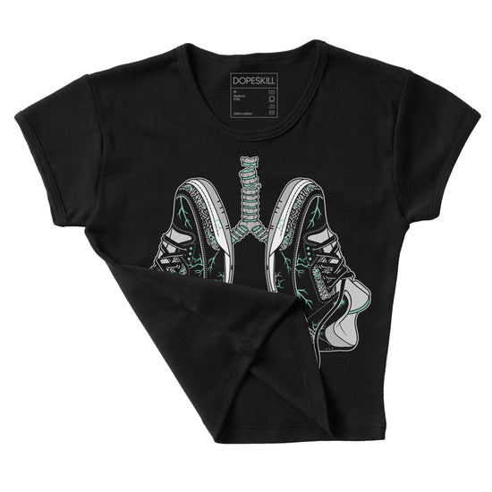 Jordan 3 "Green Glow" DopeSkill Women's Crop Top Breathe Graphic Streetwear - Black