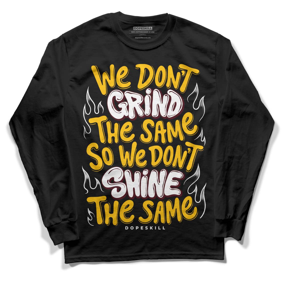 Dunk Yellow Bordeaux DopeSkill Long Sleeve T-Shirt Grind Shine Graphic Streetwear - Black