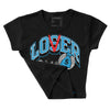 Military Blue 4s DopeSkill Women's Crop Top Loser Lover Graphic