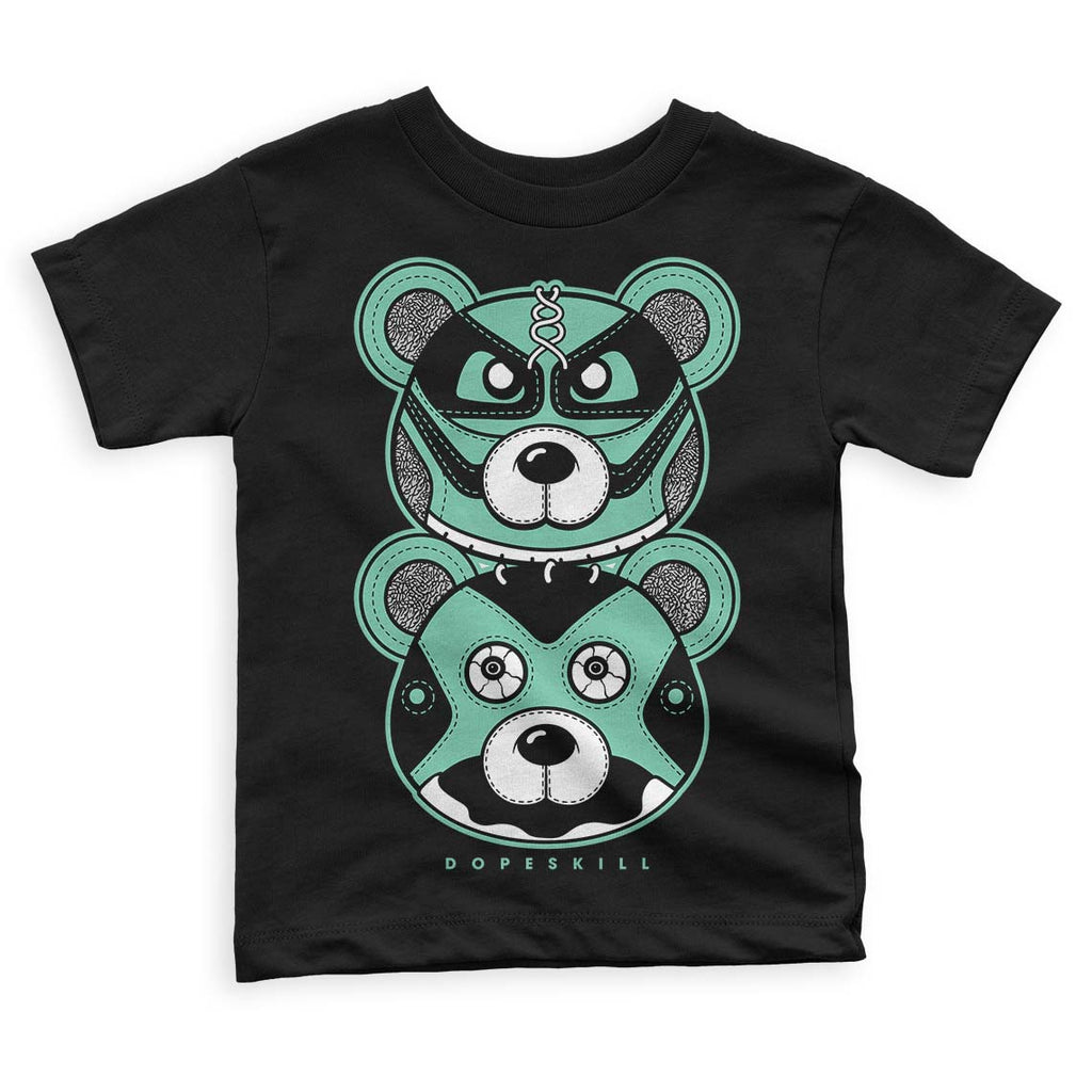 Jordan 3 "Green Glow" DopeSkill Toddler Kids T-shirt Leather Bear Graphic Streetwear - Black