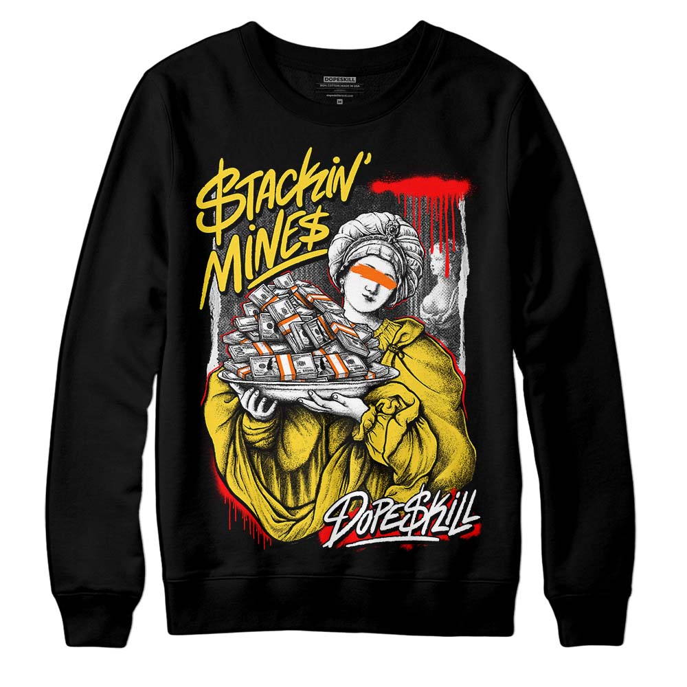 Jordan 4 Thunder DopeSkill Sweatshirt Stackin Mines Graphic Streetwear - Black