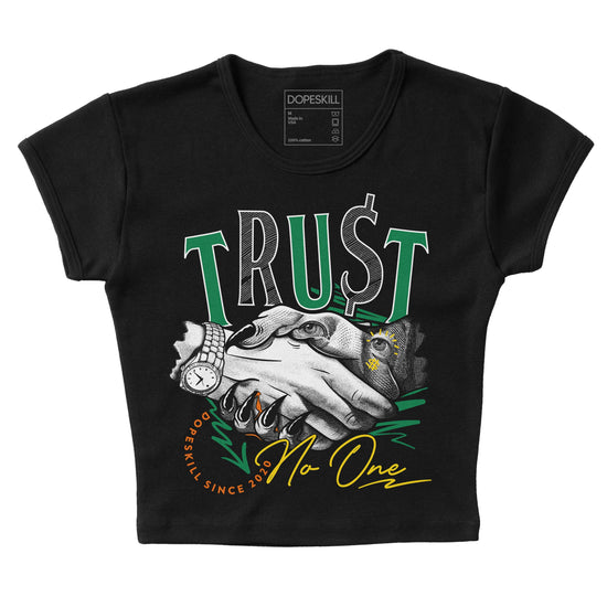 Green Sneakers DopeSkill Women's Crop Top Trust No One Graphic Streetwear - Black