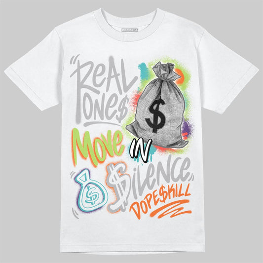 Max 95 Big Bubble Multi-Color DopeSkill T-Shirt Real Ones Move In Silence Graphic Streetwear - White