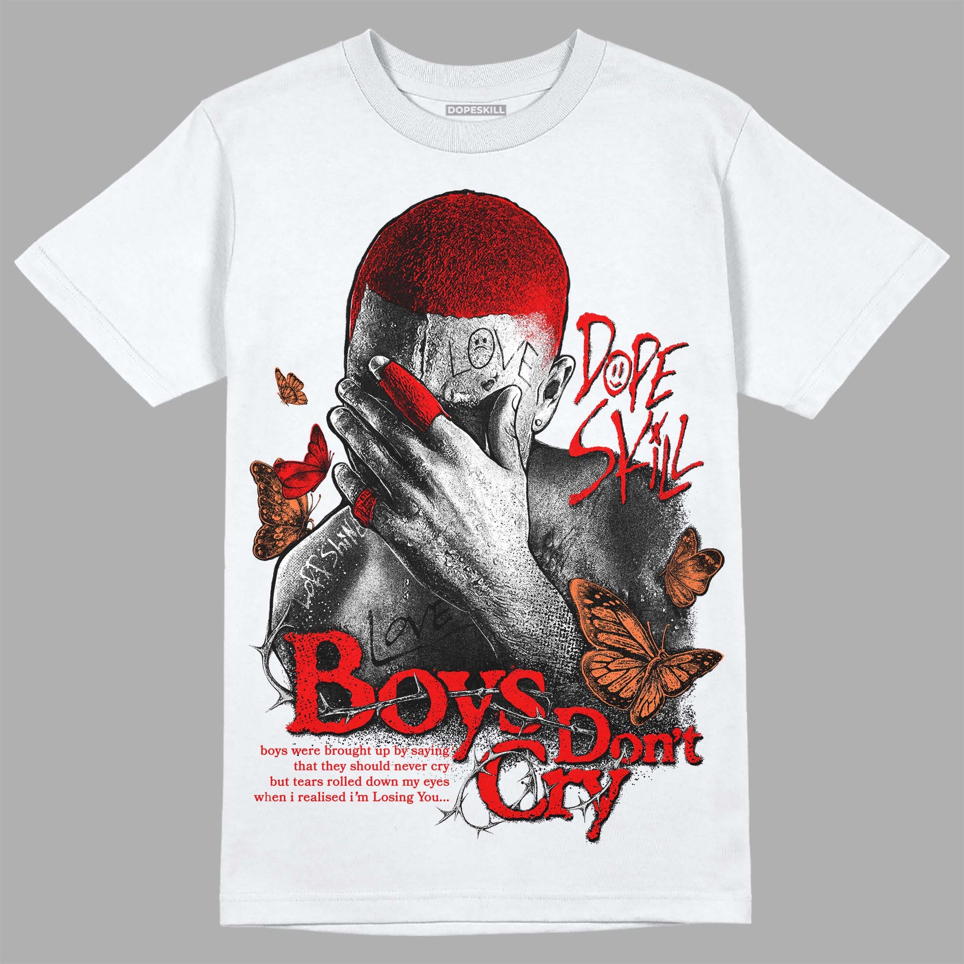 Jordan 12 “Cherry” DopeSkill T-Shirt Boys Don't Cry Graphic Streetwear - White 