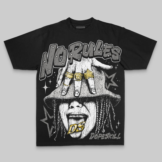 Grey Oversize Print No Rules DopeSkill Graphic Premium T-shirt Streetwear - black