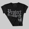 Wolf Grey 12s DopeSkill Women's Crop Top Protect Me From Evil Graphic