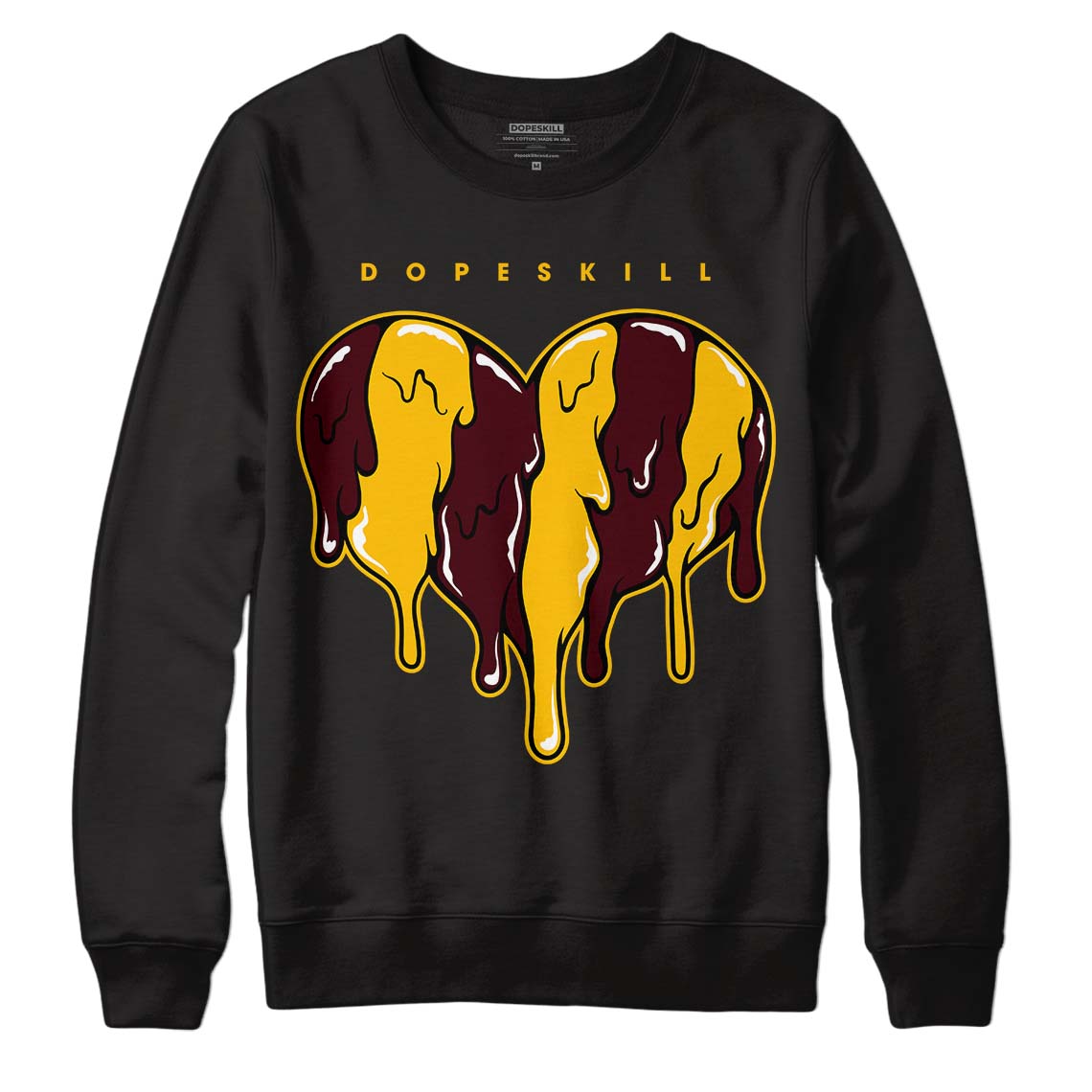 Dunk Yellow Bordeaux DopeSkill Sweatshirt Slime Drip Heart Graphic Streetwear - Black