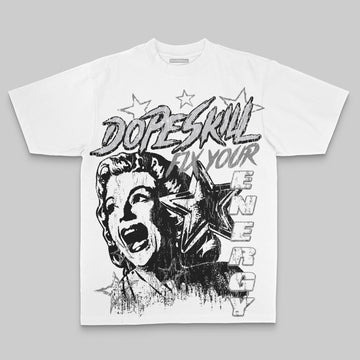 Grey Oversize Print Fix Your Energy DopeSkill Graphic Premium T-shirt Streetwear - White