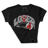 Jordan 1 High OG “Black/White” DopeSkill Women's Crop Top Loser Lover Graphic Streetwear - Black