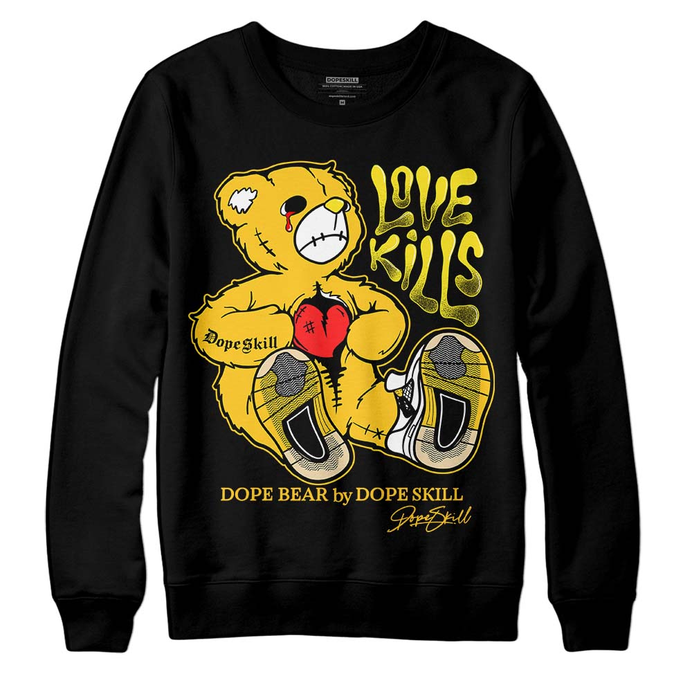 Jordan 4 Retro “Vivid Sulfur” DopeSkill Sweatshirt Love Kills Graphic Streetwear - Black