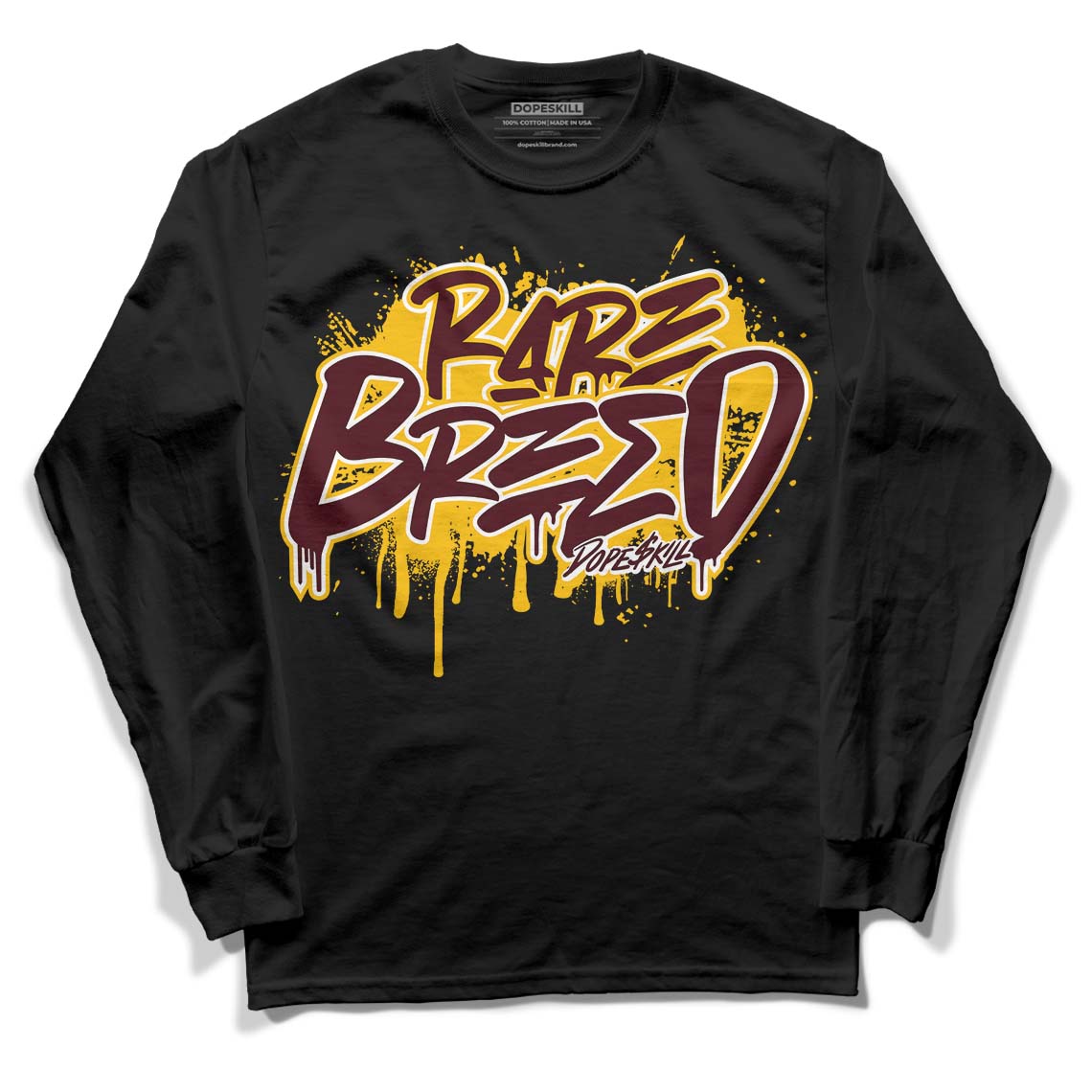 Dunk Yellow Bordeaux DopeSkill Long Sleeve T-Shirt Rare Breed Graphic Streetwear - Black