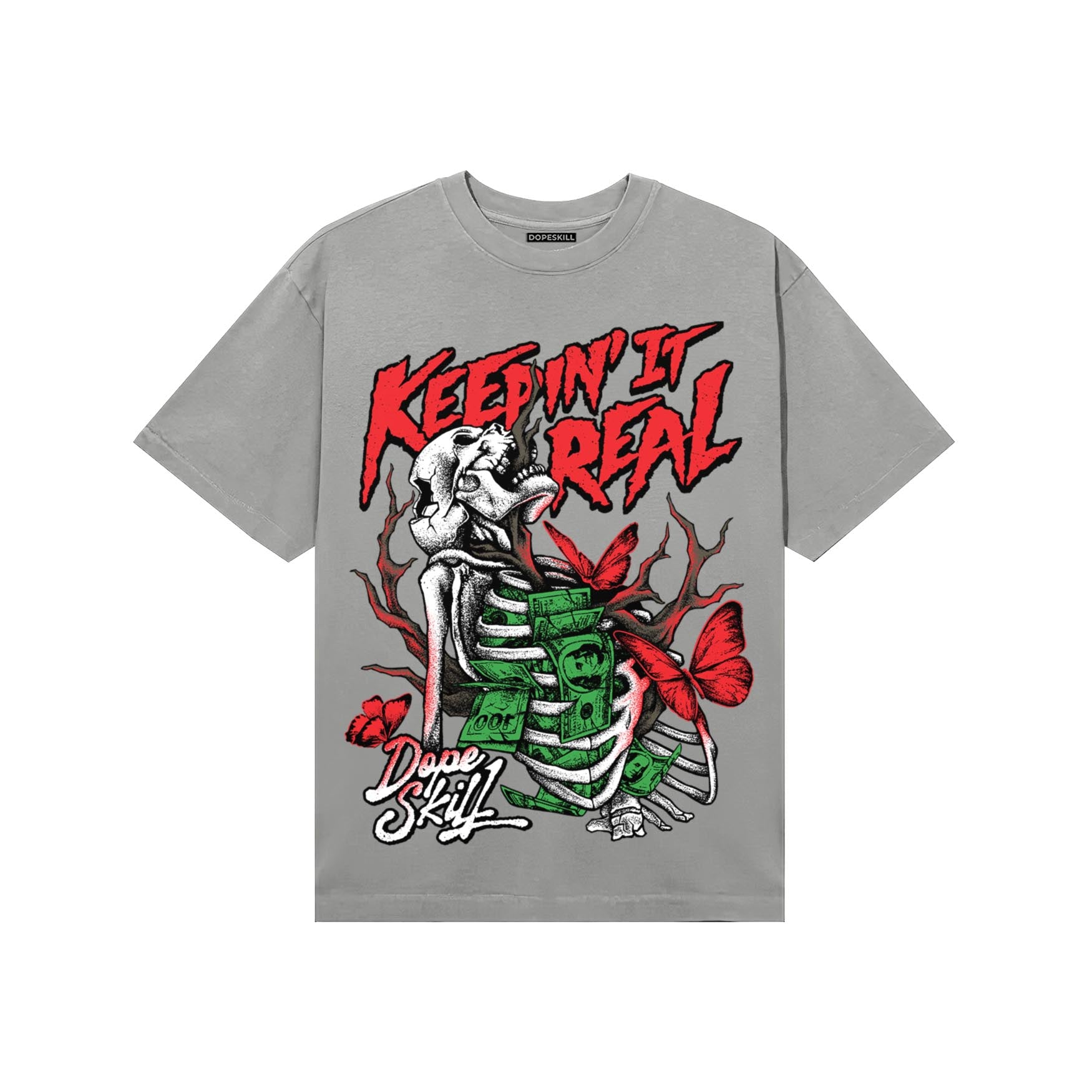 Grey Sneakers DopeSkill T-Shirt Keepin' It Real Graphic Streetwear - Gravel