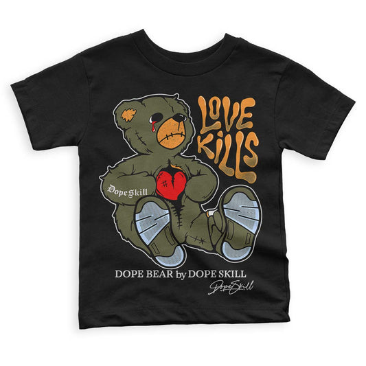 Jordan 5 "Olive" DopeSkill Toddler Kids T-shirt Love Kills Graphic Streetwear - Black