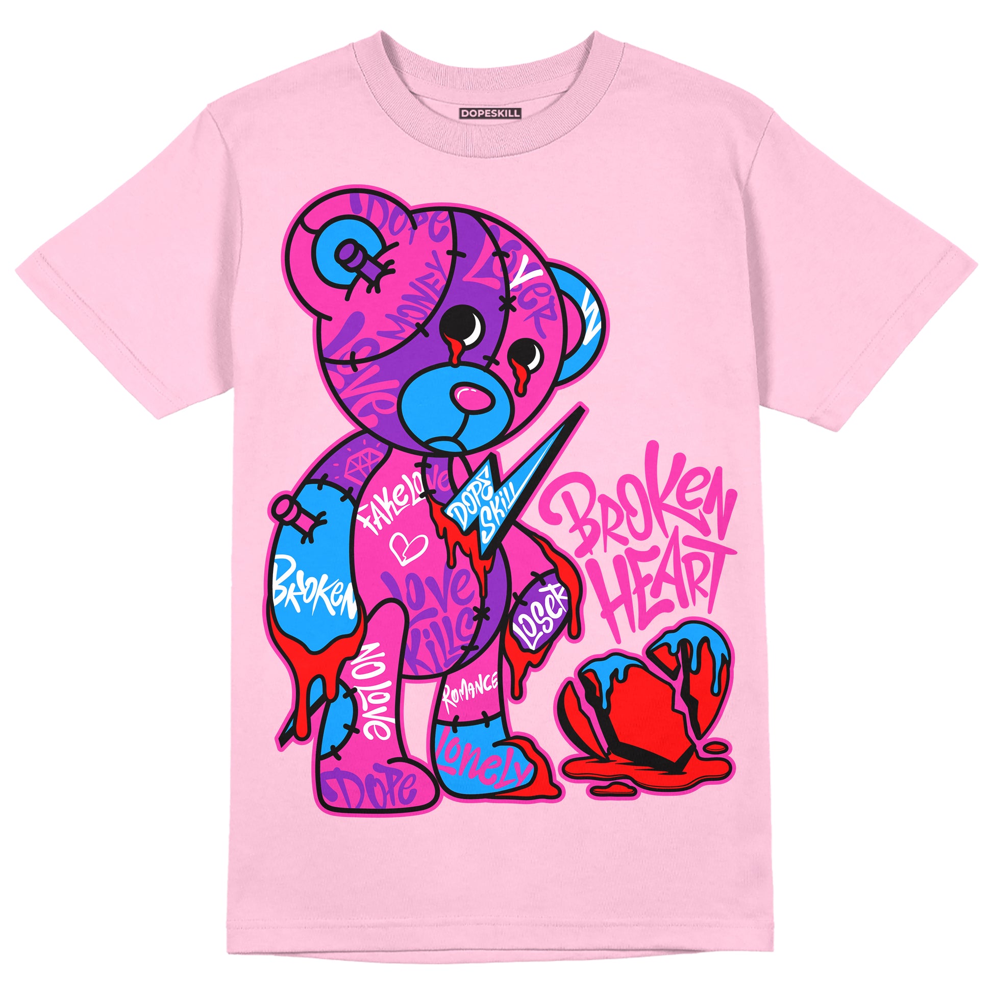 Pink Sneakers DopeSkill Pink T-shirt Broken Heart Graphic Streetwear