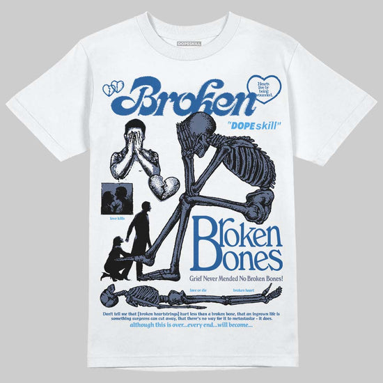 Jordan 11 Retro Low Diffused Blue DopeSkill T-Shirt Broken Bones Graphic Streetwear - White