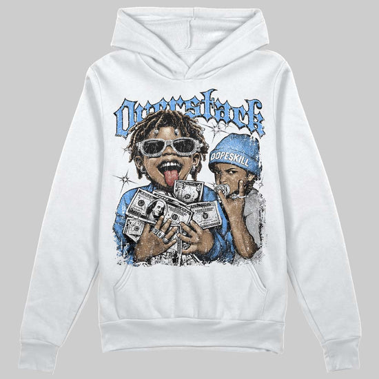 Jordan 5 Black University Blue DopeSkill Hoodie Sweatshirt Overstack Graphic Streetwear - White 