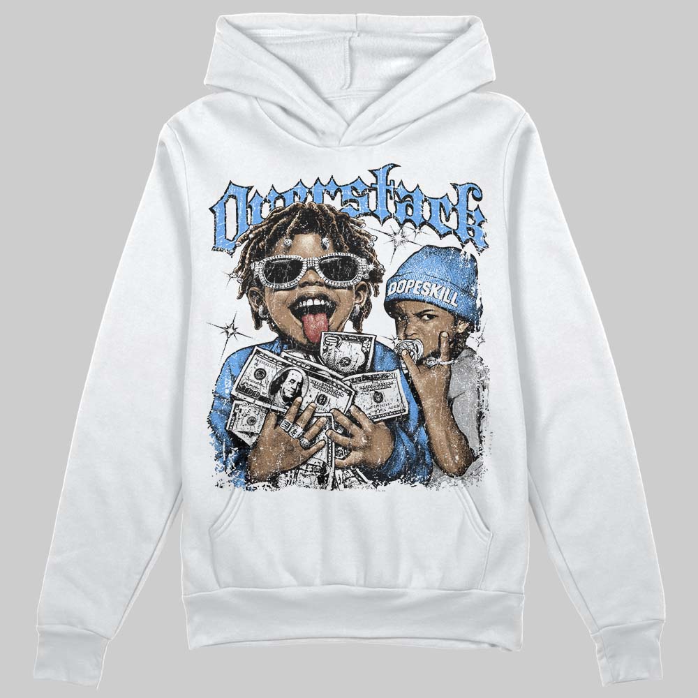 Jordan 5 Black University Blue DopeSkill Hoodie Sweatshirt Overstack Graphic Streetwear - White 