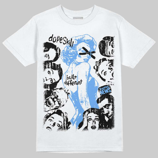 Jordan 5 Black University Blue DopeSkill T-Shirt Built Different Graphic Streetwear - White