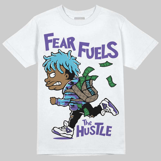 Jordan 8 Retro 'Aqua' 2025 DopeSkill T-Shirt Fear Fuels The Hustle Graphic Streetwear - White