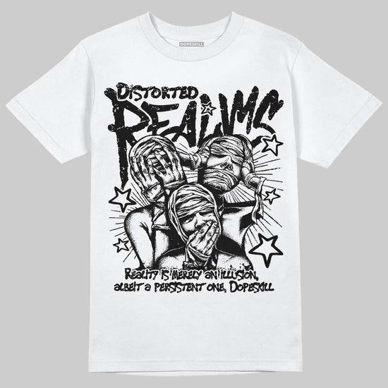 Jordan 11 TD Cleats "Patent Black" DopeSkill T-Shirt Distorted Realms Graphic Streetwear - White 