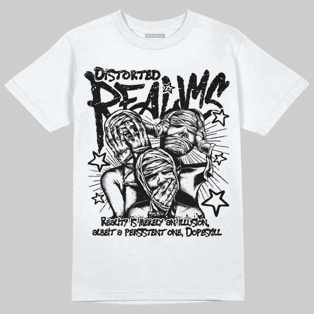 Jordan 11 TD Cleats "Patent Black" DopeSkill T-Shirt Distorted Realms Graphic Streetwear - White 