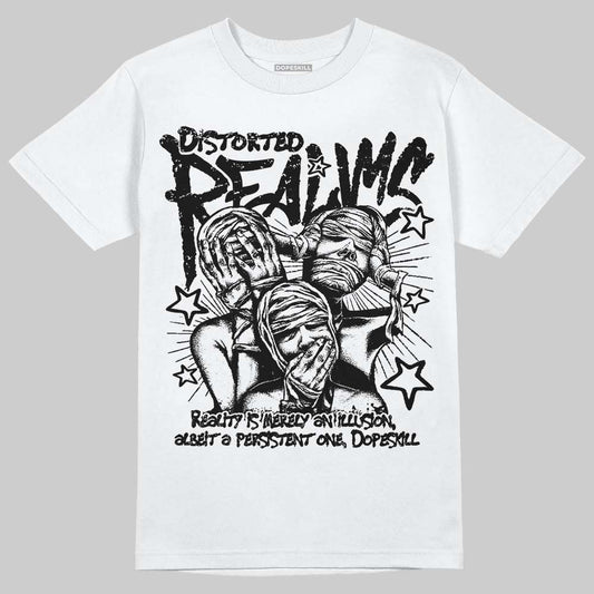 Jordan 11 TD Cleats "Patent Black" DopeSkill T-Shirt Distorted Realms Graphic Streetwear - White 