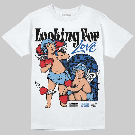 Air Foamposite One “International Blue” DopeSkill T-Shirt Looking For Love Graphic Streetwear - White