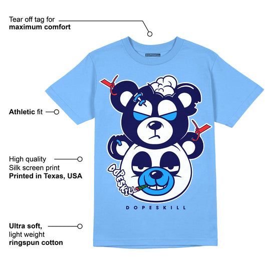Dunk White Polar Blue DopeSkill University Blue T-shirt New Double Bear Graphic