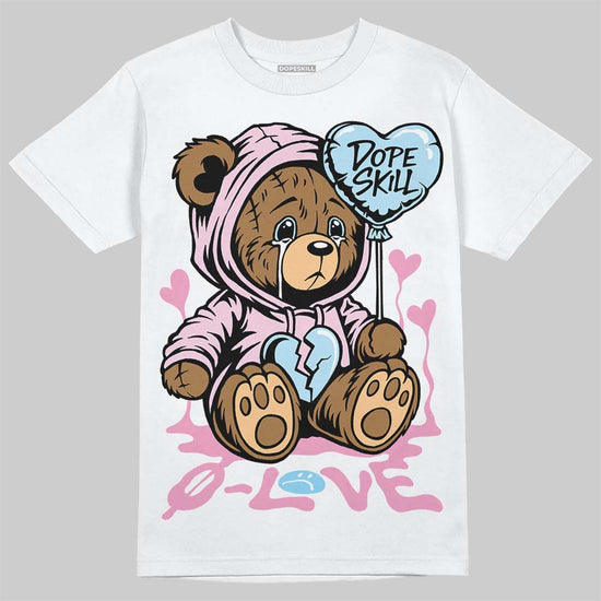 Jordan 1 Low SE Paw Print Pink Foam DopeSkill T-Shirt Broken Bear Graphic Streetwear - White 