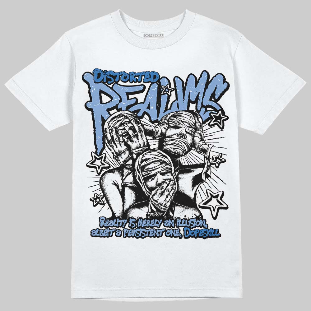 Jordan 4 WMNS 'Forget Me Not' DopeSkill T-Shirt Distorted Realms Graphic Streetwear - White